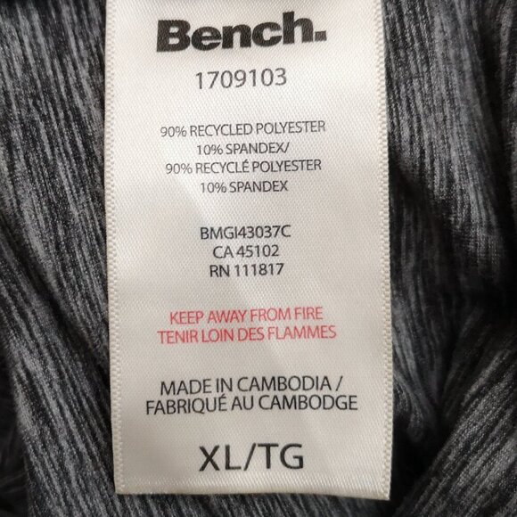 Bench Men's Size XL Light Fleece Lined Grey Straight Fit Long Sleeves T-shirt - Picture 3 of 8